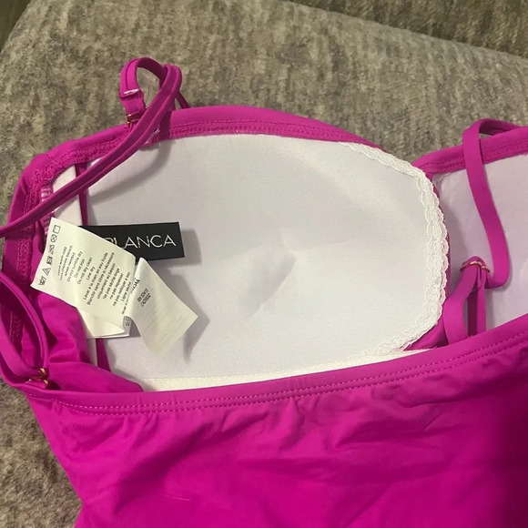 LA BLANCA Island Goddess Bandeau Mio One-Piece Swimsuit new size 8 pink - Picture 8 of 9